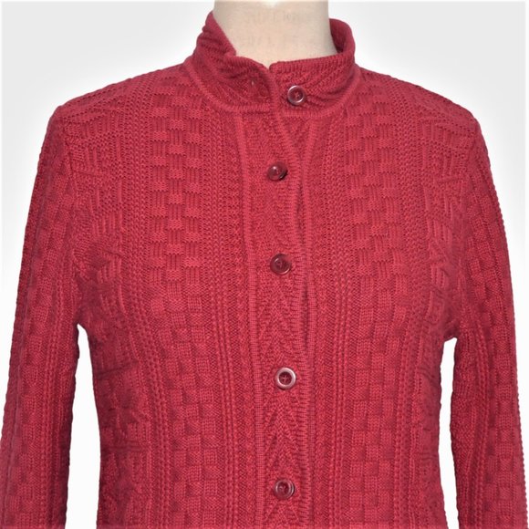 L.L. Bean 100% Cotton  Chunky Knit  Cardigan  Sweater Size S - Picture 4 of 9